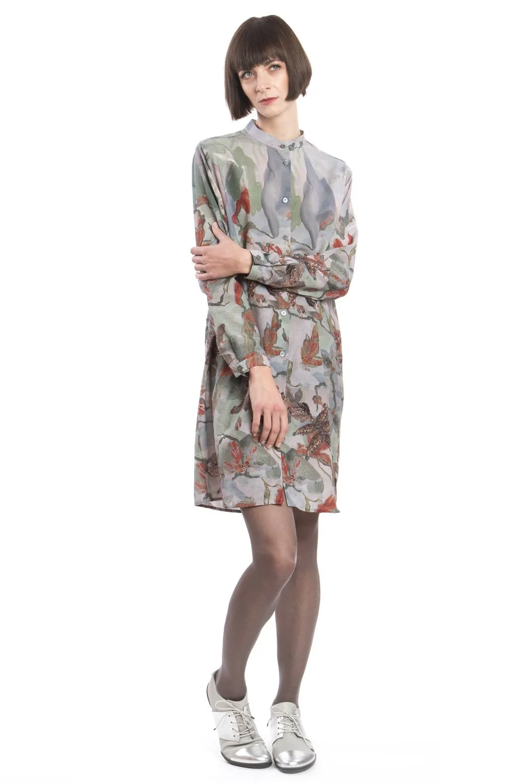 Shirt Dress Flower Red