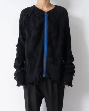 SS17 Black Distressed Knit Cardigan Sample