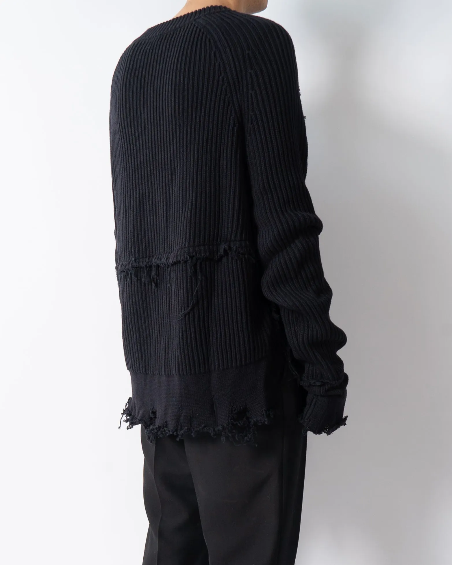 SS17 Black Distressed Knit Cardigan Sample