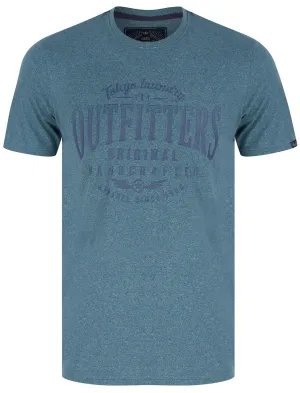 Star Wing Motif Cotton Jersey Grindle T-Shirt in Blue - Tokyo Laundry
