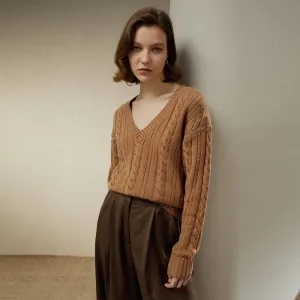 Versatile Cable-Knit Wool-Cashmere Sweater