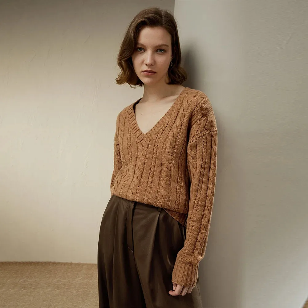 Versatile Cable-Knit Wool-Cashmere Sweater