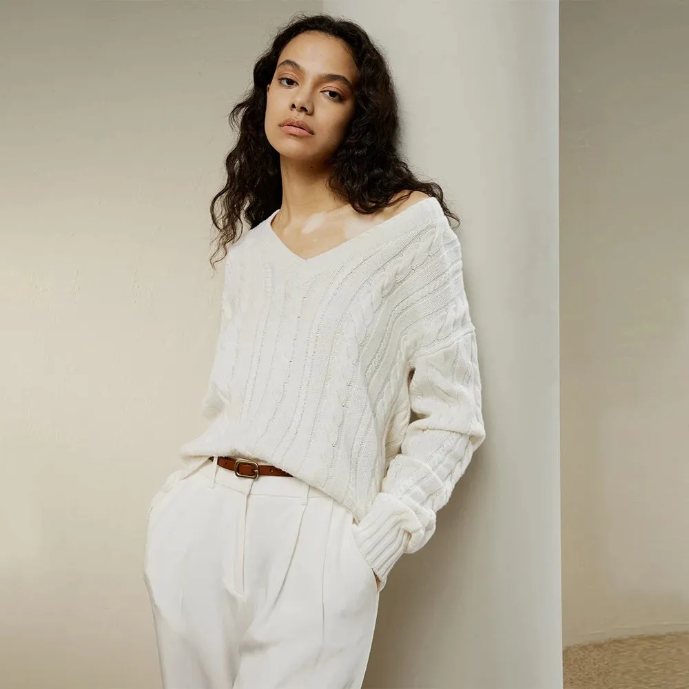 Versatile Cable-Knit Wool-Cashmere Sweater