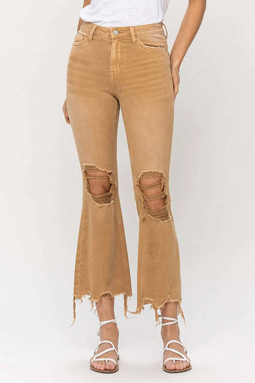 Vintage Crop Flares in Army Khaki