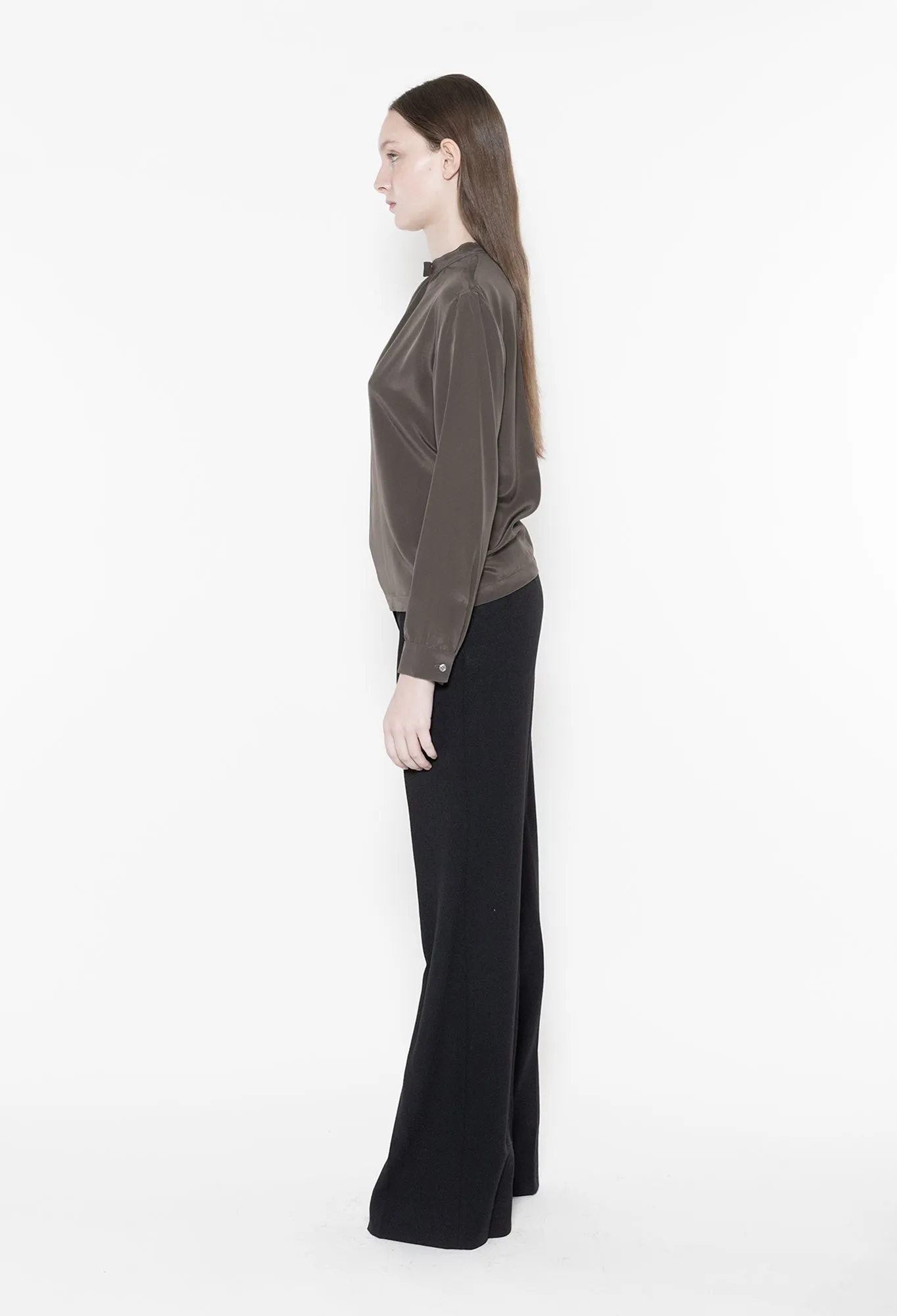 VIOLA - Crepe de Chine Silk Blouse in Moss