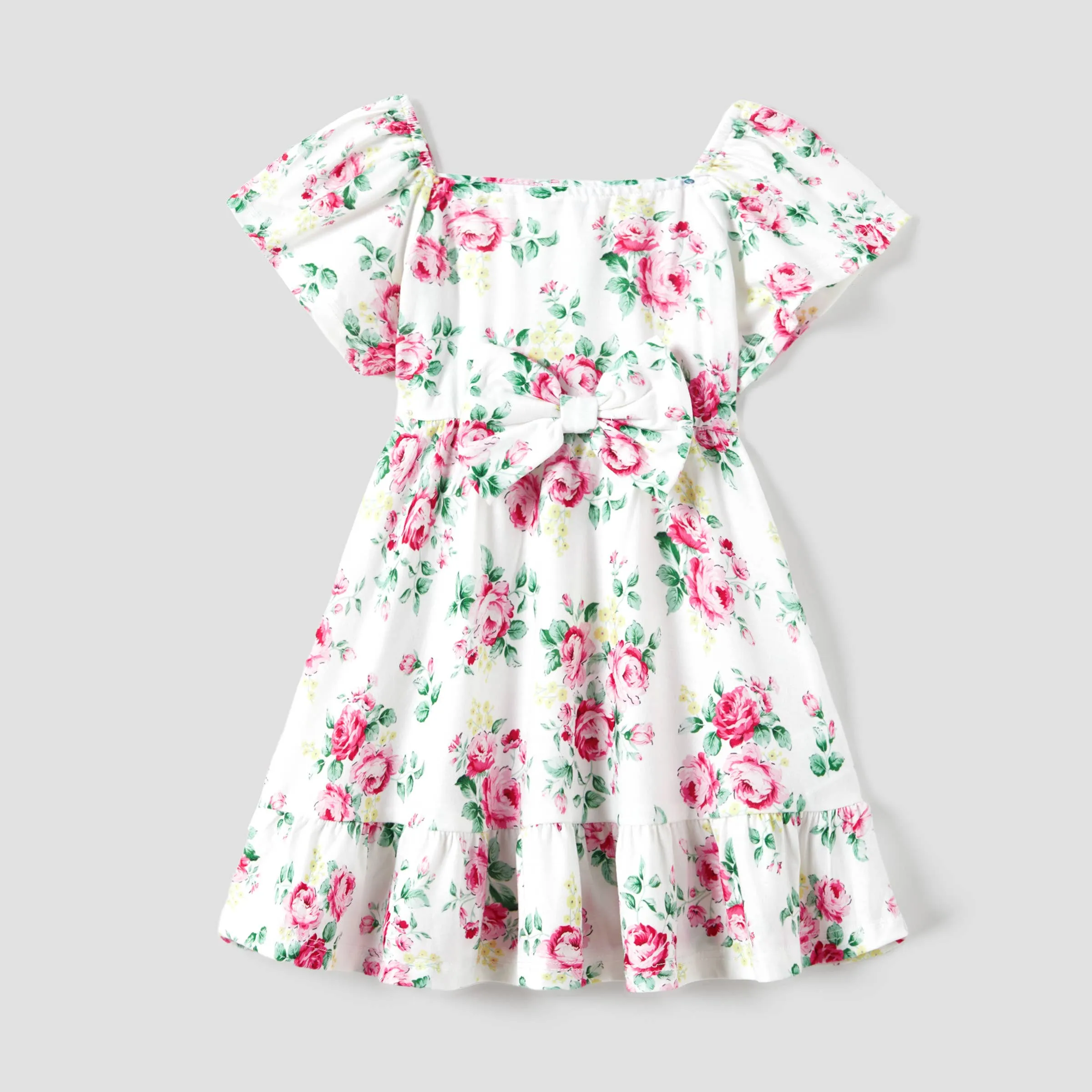 White & Pink floral Dress