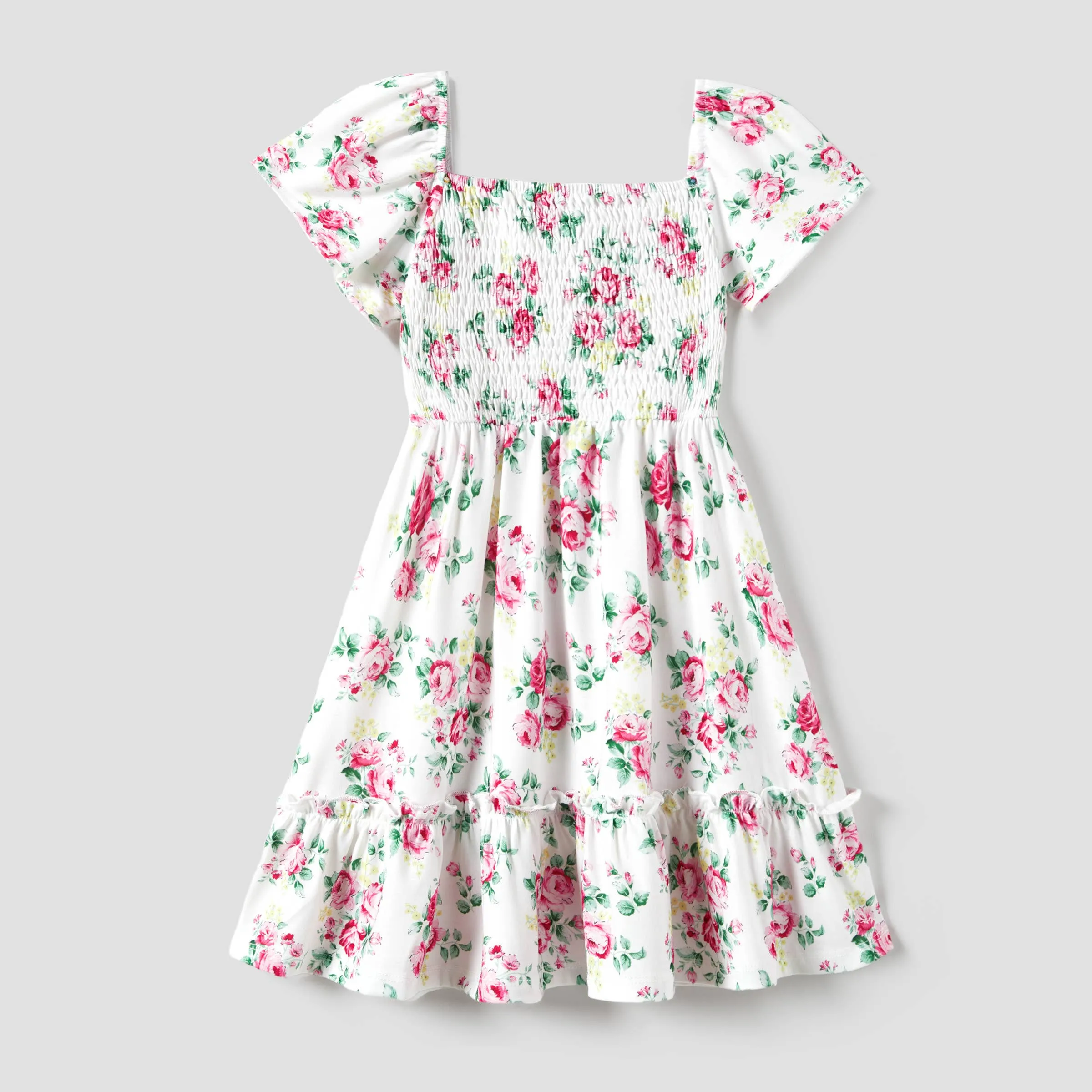 White & Pink floral Dress