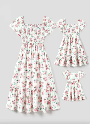 White & Pink floral Dress