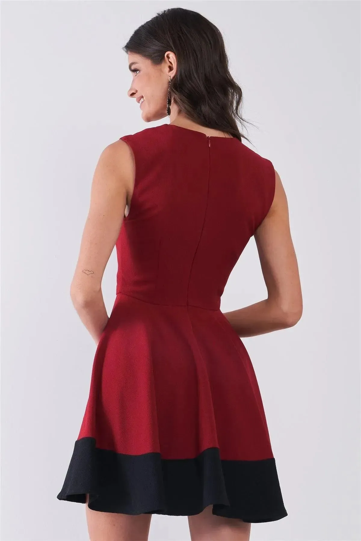 Wine Red Sleeveless Mini Party Dress