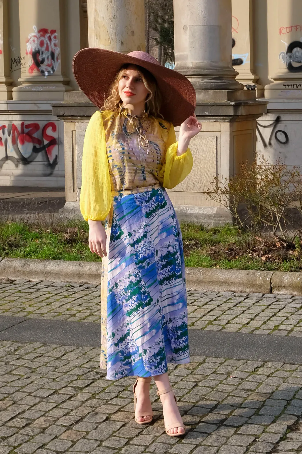Yellow Blouse with Ruffled Collar