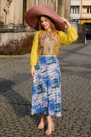 Yellow Blouse with Ruffled Collar